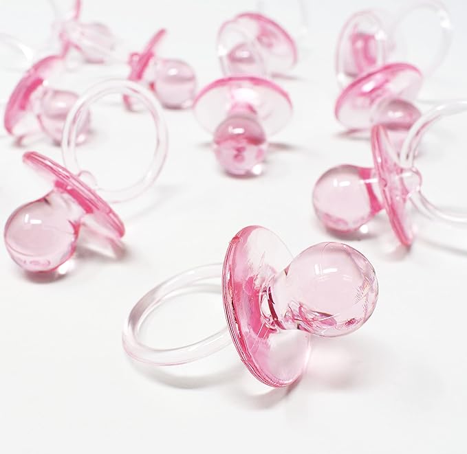 Baby Pacifier 2.5" Baby Shower Favors Decoration (Pink, 48 Count)