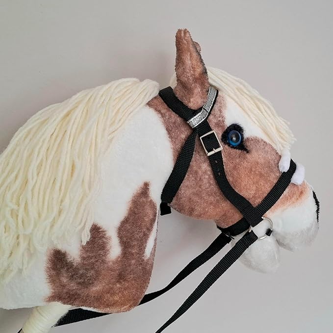 Hobby Horse Pinto Paint A3 Realistic Horse on a Stick with Open Mouth for Children 4 Years