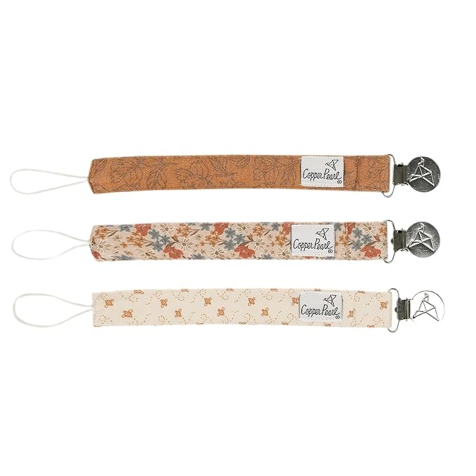 Eden Premium Knit Pacifier Clips 3-Pack: Stainless Steel Holder for Baby Girls and Boys - No More Floor Drops