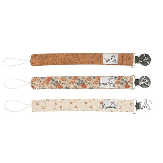Eden Premium Knit Pacifier Clips 3-Pack: Stainless Steel Holder for Baby Girls and Boys - No More Floor Drops