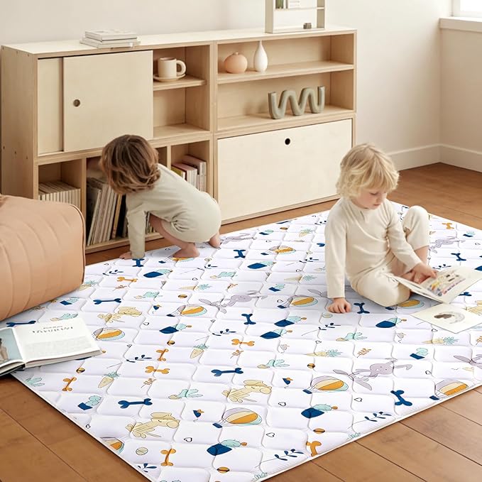 Baby Play Mat 71" X 59", Premium Thicken Foam One-Piece Crawling Mat, Extra Large Non-Slip Cushioned Activity Playmats for Babies, Toddlers, Infants, Play & Tummy Time