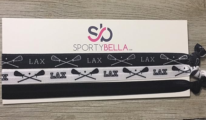 Infinity Collection Lacrosse Headbands for Girls – Set of 3 Non-Slip Black & White LAX Headbands with Silicone Grip – Sports Hairbands for Lacrosse Players and Teams