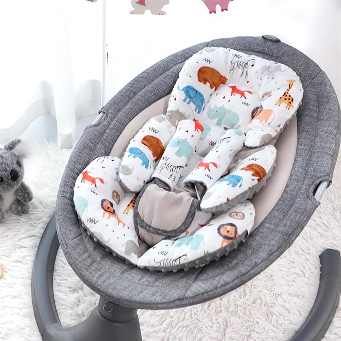 Infant Car Seat Insert, Car Seat Head Support Baby with 2 Covers, Ultra-Soft Newborn Carseat Insert, Perfect for Car Seat, Stroller, Swing, Animals