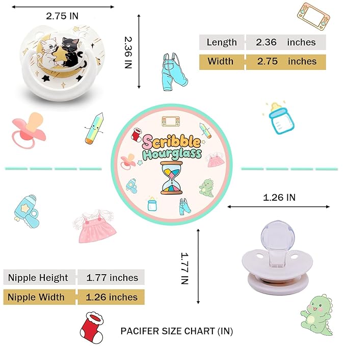 Adult Pacifier for Anxiety: Cute Paci Large Shield for Sleep - Handle Binky with Pacifier Holder Clips
