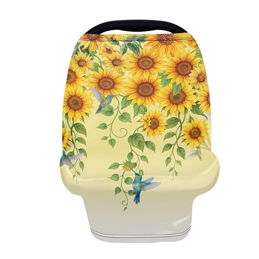 Binienty Gradient Sunflower Hummingbird Women's Nursing Cover Breastfeeding Scarf, Stretchy Multi-Use Infant Stroller Covers, Baby Shower Gifts