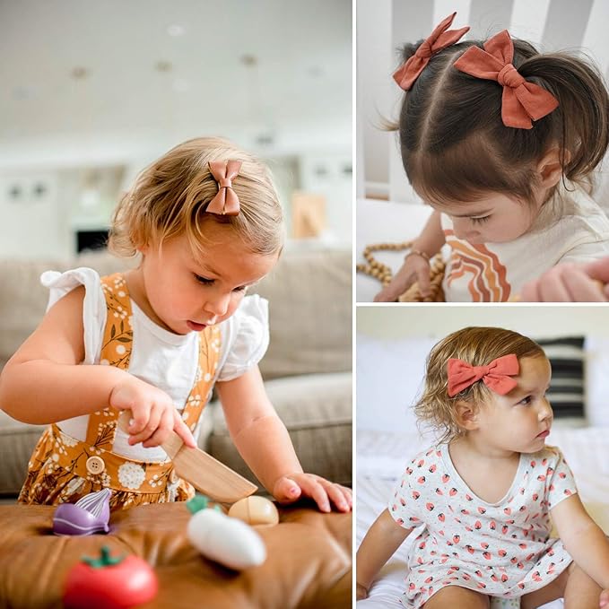 Baby Girl Hair Clips, Bows Barrettes Fully Lined Alligator Clip Hair Accessories for Little Girls Toddler Kids Children