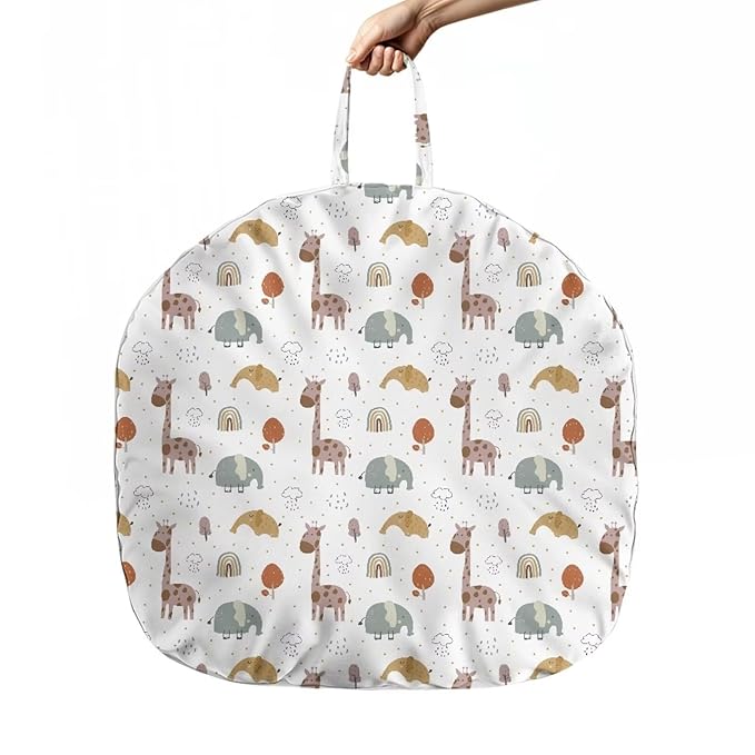Cartoon Elephant and Giraffes Newborn Lounger Cover Removable Soft Comfortable Slipcover for Infant Lounger Pillow Cover Breathable and Washable
