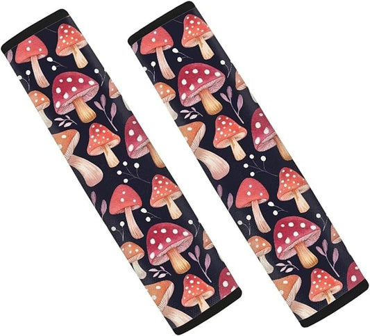 Auto Seat Belt Cover Safety Belt Protector Cushion Car Accessories Car Interior Decor Red Mushroom Pattern