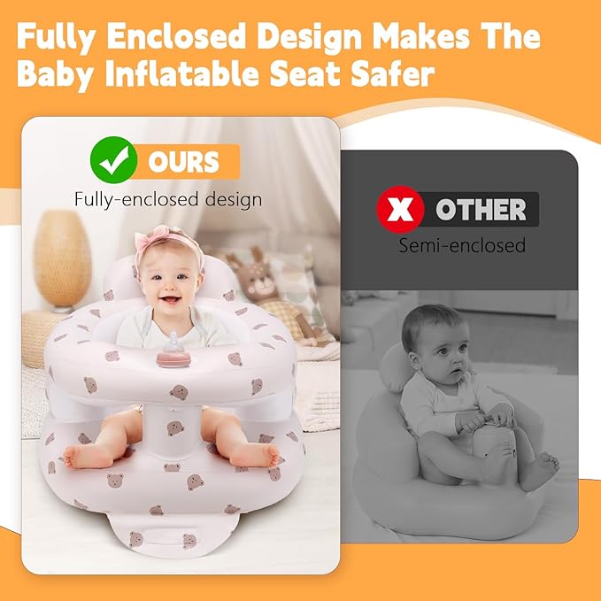 Inflatable Baby Seat for Babies 3 Months & Up, Inflatable Baby Support Seat for Sitting Up, Toddler Baby Floor Chair with Built in Air Pump, Upgrade Water Injection Function, More Stable (Color#01)