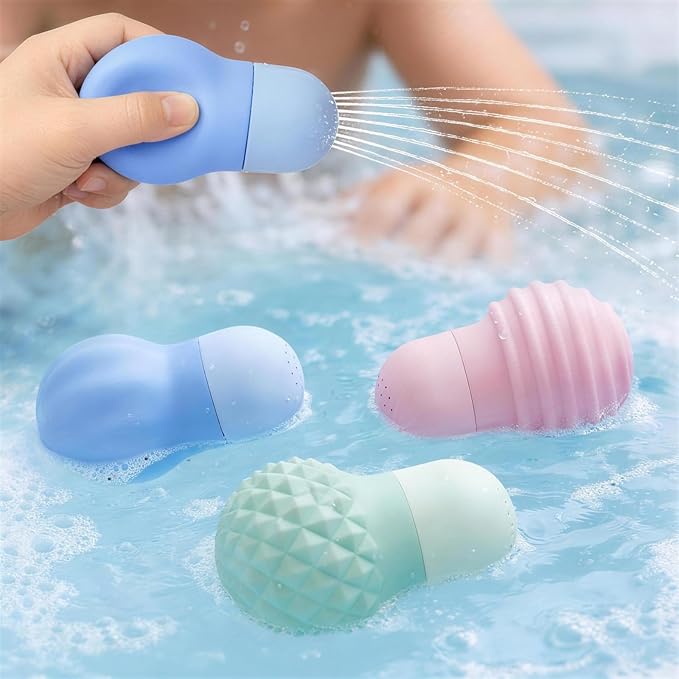 Sensory Squeezing Water Bath Toys for Toddlers,3PCS Bath Tub Pool Floating Toys for Babies Kids 1-3，Textured Fidget Toys Stocking Stuffers Gifts for Boy Girl Ages 1+