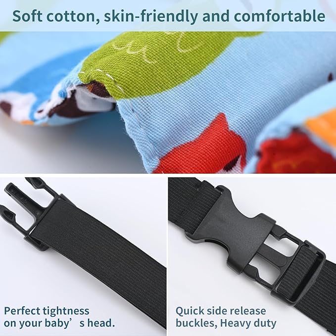 Luckyiren Head Support for Stroller Car Seat - Head Band Strap Headrest for Sleeping Traveling for Toddler Kids Children Child Baby Infant- Pink