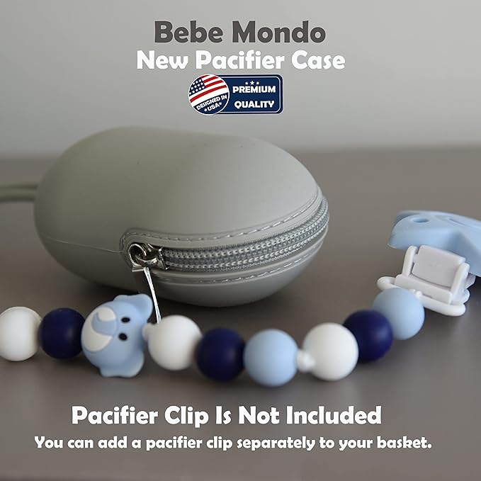 bebe mondo Pacifier Holder W Zipper, Pacifier Case for Diaper Bag Fits Pacifiers, Strollers & Travel Outdoor Activities, 100% Silicone Pacifier Case for Smart Mom Unisex Diaper Bag Accessory -1 Piece