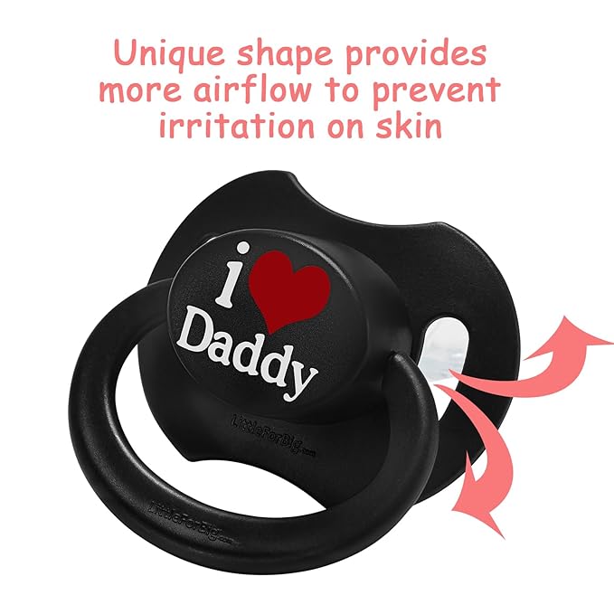 LittleForBig Bigshield Gen-II Adult Sized Printed Pacifier I Love Daddy Pattern Black
