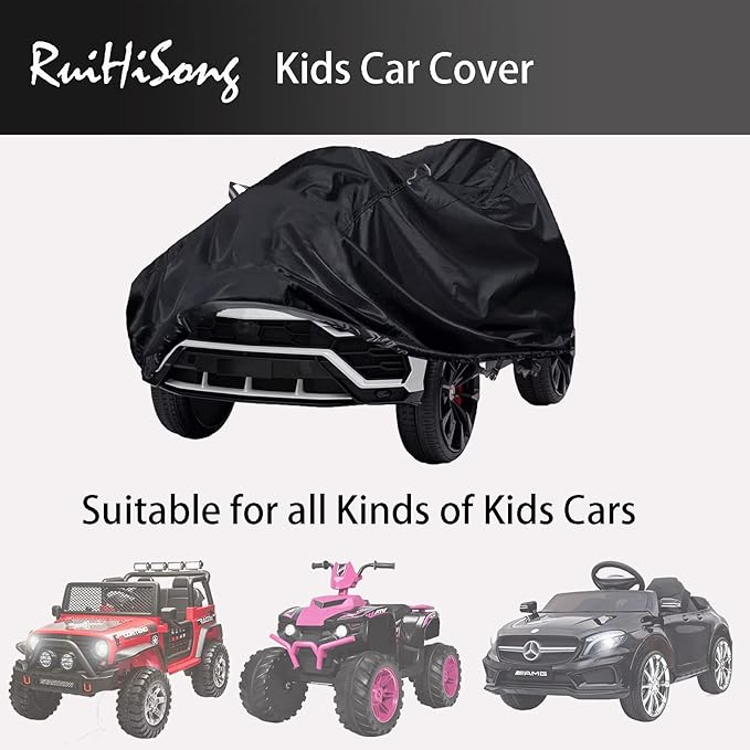 Kids Car Cover,Outdoor Heavy Duty 600D for Kids Waterproof Cover,Kids Ride-On Toy Car Cover with Buckle and Vent,All Weather,The Handle is a Reflective Strip Again
