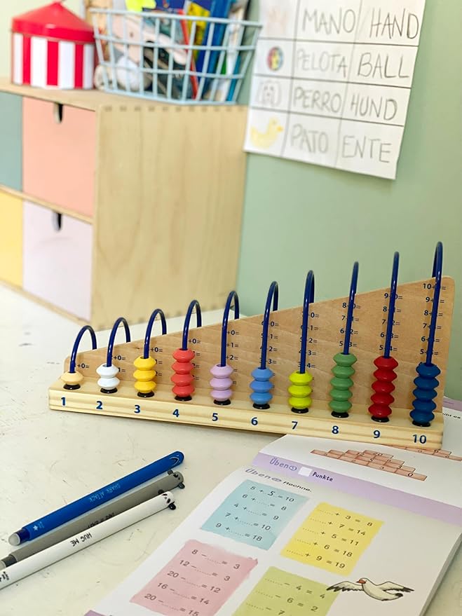 Wooden Abacus by Small Foot – Classic Educational Counting Toy Bead Counter – Early Learning Logic, Quantities, Addition, Subtraction – Develops Motor Skills and Logical Thinking - Age 4+ Years