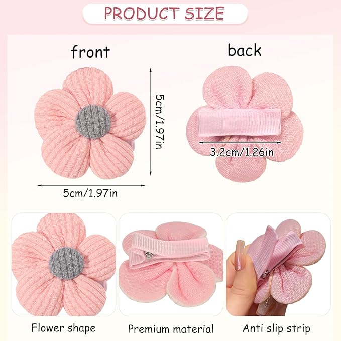 14 Pcs Baby Hair Clips Baby Girl Flowers Hair Clips Cute Non Slip Hair Snap Barrettes Thick Thin Floral Hair Accessories for Infant Toddler Kids Little Girl (Pink)