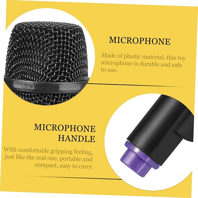 Ipetboom Simulated Microphone Toy, 1 Pc Fake Microphone Pretend Play Mic Karaoke Prop Fun Birthday Party Favors