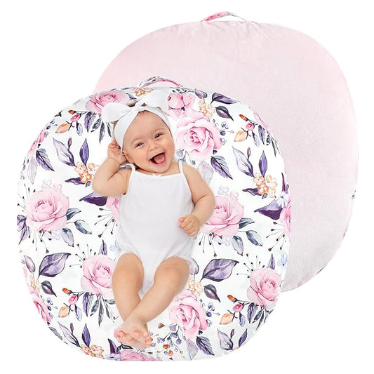 Newborn Lounger Cover for Boys Girls, Soft Comfortable Baby Lounger Cover 1 Pack Reversible Removable Fleece Slipover for Infant Lounger Pillow, Stylish Floral (Cover Only)