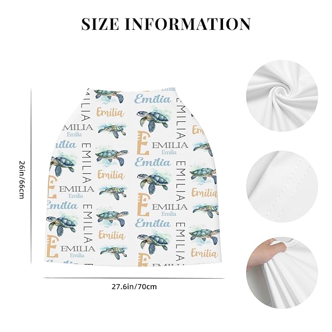 Personalized Baby Car Seat Cover with Name Stroller Canopy Custom Sea Turtle Carseat Cover Newborn Baby Boy Girl Nursing Cover for Moms First Birthday Gift