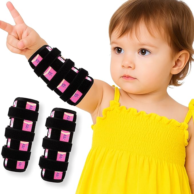 2 Pcs Thumb Sucking Deterrent, Pink Lamb Elbow Thumb Guard for Thumb Sucking, Nail Biting Treatment for Kids Prevention Anti Nose Picking for Boys Girls Finger Sucking Preven