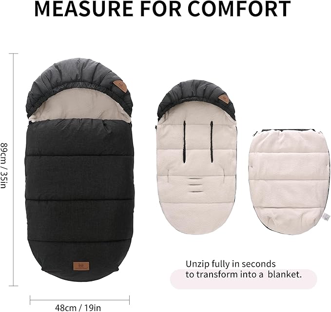 Miracle Baby Bunting Bag for Stroller, Warm Fleece Footmuff with Zippers, Convertible Infant Toddler Sleeping Bag Blanket for Boys Girls