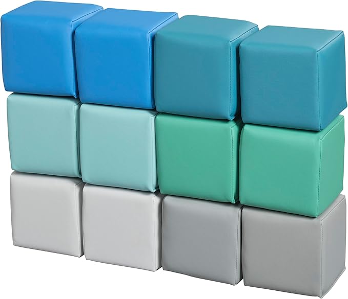 Mosaic Toddler Foam Building Blocks, Stacking Cubes, Contemporary, 12-Piece