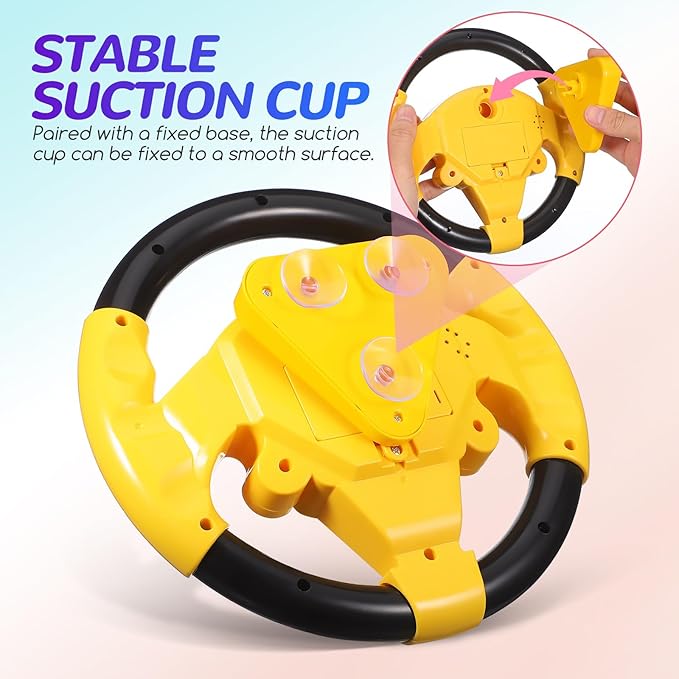 TOYANDONA Kids Steering Wheel Toy - 2PCS Simulated Driving Racing Car Game Toy, Driving Controller Early Education Pretend Driving Steering Wheel with Light Music for Boys Girls 4 5 6 Years Old