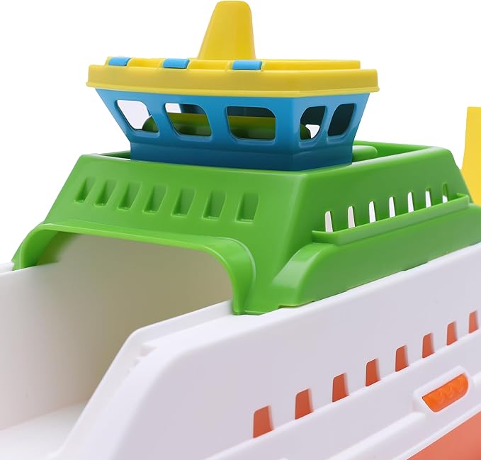 Toyland® 39cm (15") Colourful Ferry Boat with Moveable Ramps & 4 Mini Cars - Kids Floating Water Toy - Pool & Bathtime Toys - 3 Years+