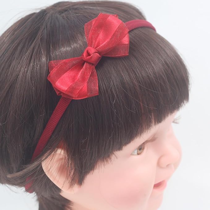 Nihao Baby Red white Pink Headband for Baby Girls Newborn Bows -3 PCS