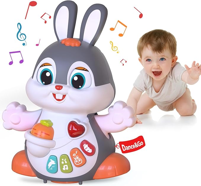 Yerloa Singing Dancing Bunny Toy for Babies 6-12 Month, Musical Crawling Bunny for 1 2 Year Old Boy Girl, Tummy Time Toy Birthday for 6 7 8 9 10 11 12 Months Old