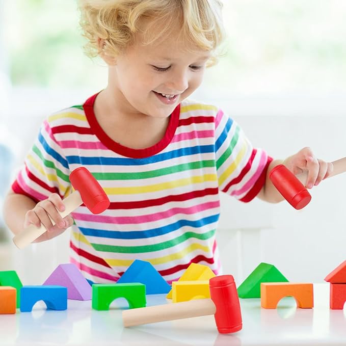 3pcs Toy Hammer Simulation Wooden Hammers Plastic Toddler Hammer SmallPortable Kids Maintenance Tools Toys Pretend Fake Mallet Hammers for Boys Girls