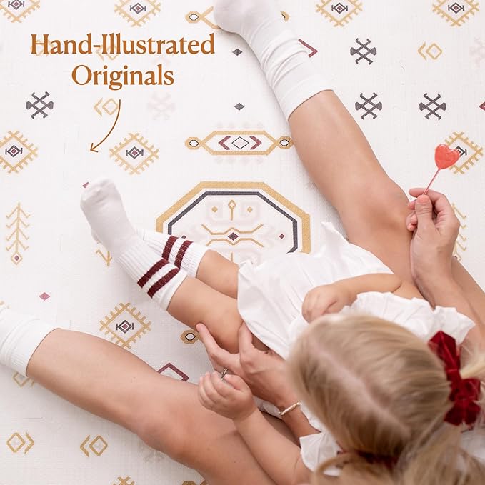 Toddlekind Playmat - Premium Foam Playmat 4 x 6 feet 6 Tile Extra Thick Foam Floor Puzzle Mat for Babies/Toddlers Stylish Non-Toxic Odorless. Perfect for Tummy Time Crawling and Play. 0m+ Golden Clay