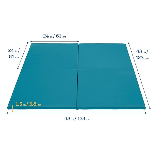 ECR4Kids SoftZone Play Patch Activity Mat Squares, Modular Playmat, Turquoise, 4-Pack