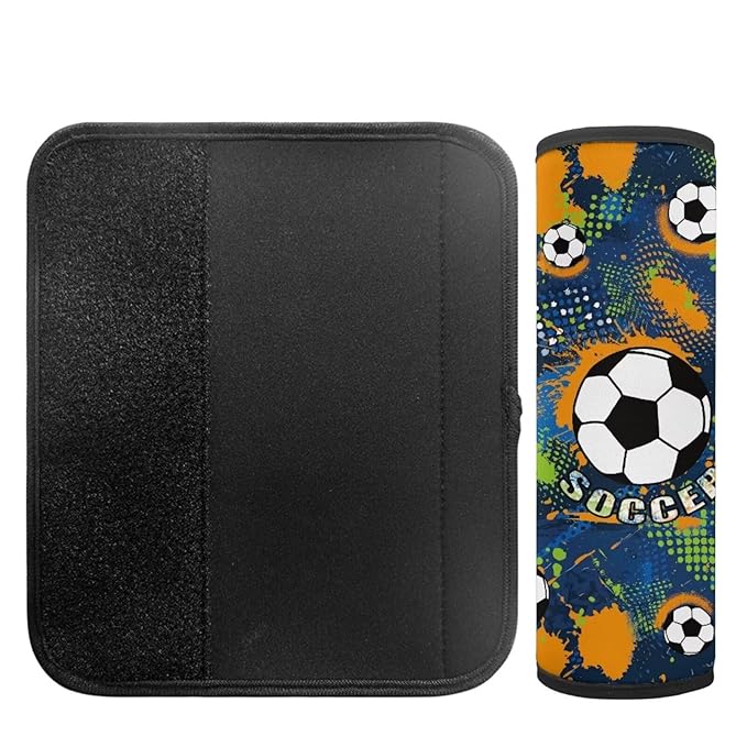 Biyejit Soccer Print Car Seat Belt Covers for Kids, 2 Packs Toddlers Seat Strap Covers, Soft Car Seat Straps Shoulder Pads Seat Belt Protectors for Boys