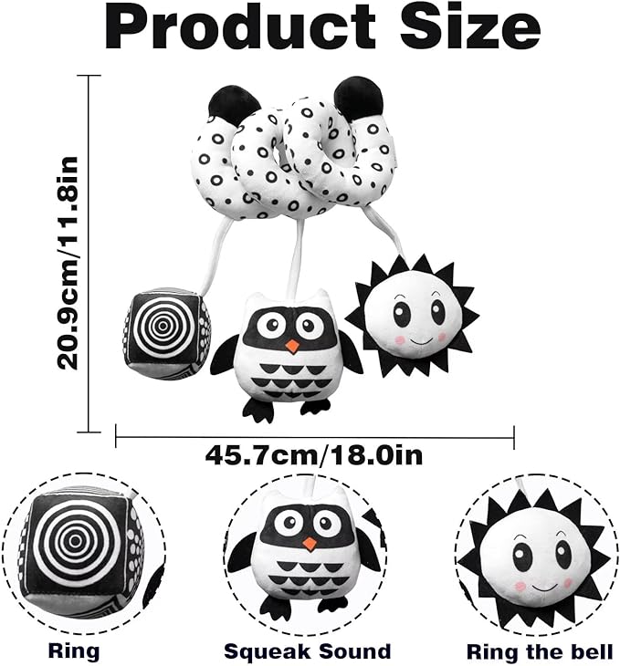 Multi-Use Baby Spiral Activity Toy – Spiral carseat Toy for Car Seat, Stroller,Play Gym, Keeps Baby Quiet, Easy Travel Solution