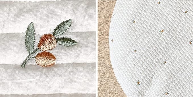 MOJUN Baby Play Mats, 33.5" Cotton Embroidered Crawling Mat, Detachable Washable Area Rug, Soft Kids Room Decor, Nursery Area Rug, Playroom Mat, Carpet for Infant Toddler