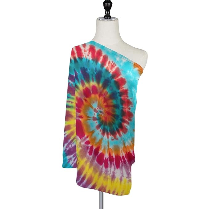 Colorful Tie Dye Swirl Traditional Spiral Pattern Design Stretchy Baby Car Seat Cover Infant Canopy Nursing Covers Breastfeeding Cover Breathable Windproof Winter Scarf for Boys Girls