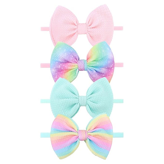 Rainbow Hair Bows for Baby Girls Dreamy Hair Accessories Mint Green Headbands for Newborn Infant Toddler Babies Outfits Accessory Hair Bands