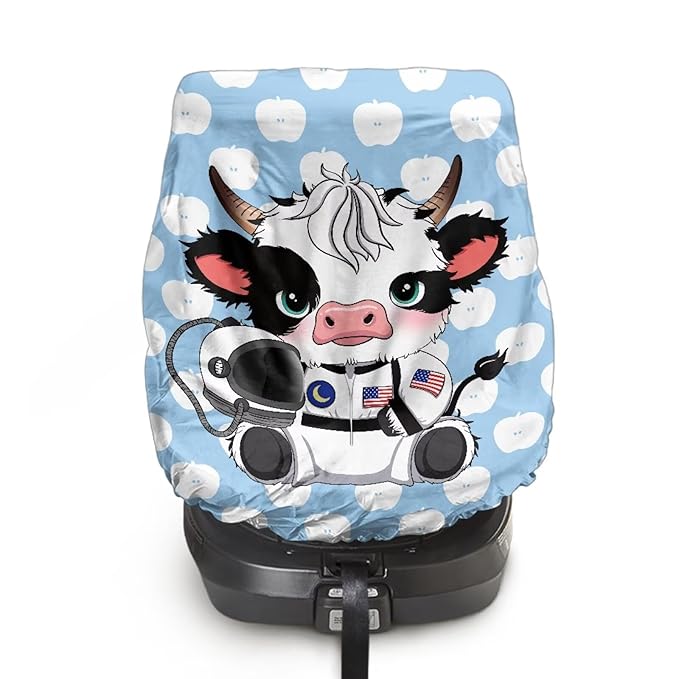 XYZCANDO Cow Print Baby Car Seat Cover for Summer Cute Car Seat Protector for Child Car Seat UV Rays Protective Car Seat Covers for Babies Carseat Cover Protect from Sun/Hot Days 2025