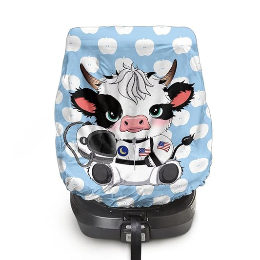 XYZCANDO Cow Print Baby Car Seat Cover for Summer Cute Car Seat Protector for Child Car Seat UV Rays Protective Car Seat Covers for Babies Carseat Cover Protect from Sun/Hot Days 2025