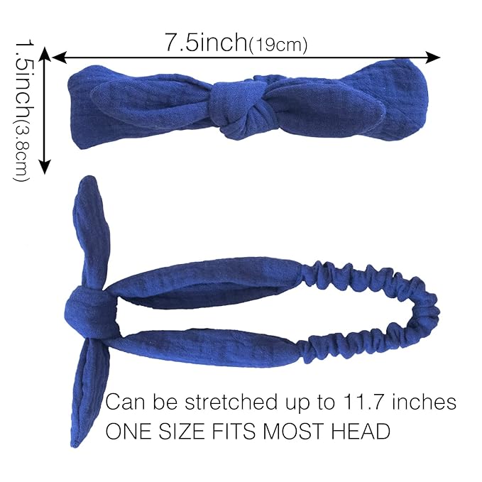 XIMA Headbands for Girls, 8pcs Cotton Rabbit Ears Hairbands for Toddlers Teens Children, Removable Rabbit Ear Bows Kids Hair Accessories
