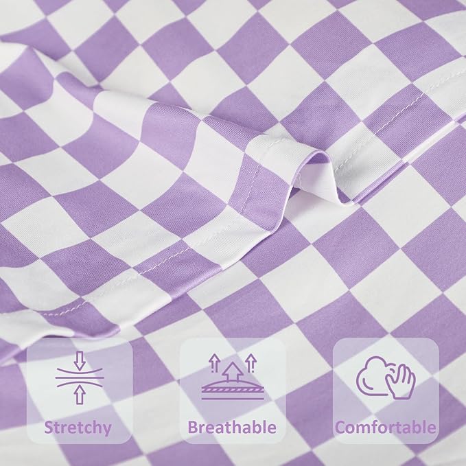 DILIMI Baby Lounger Cover for Boys and Girls, Removable Cover Ultra Soft Comfortable Lounger Slipcover, Purple Checkered (Lounger not Included)
