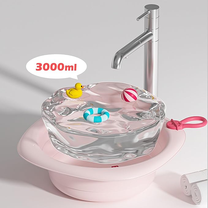 3-Pack Collapsible Wash Basin Set, Portable Foldable Plastic Basins for Baby Bottles, Kids, Camping, Travel, and Laundry