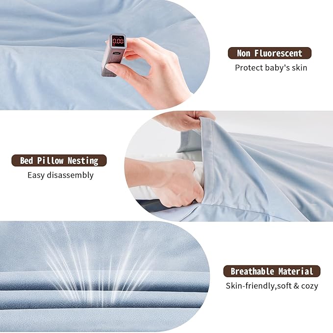 Baby Lounger, Baby Lounger for Newborn 0-24 Months, 100% Breathable Cotton Baby Nest for Tummy Time & Diaper Changes, Portable Infant Essentials for Home & Outdoor(Misty Blue)