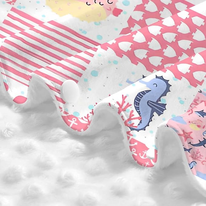 Personalized Minky Car Seat Canopy for Girl Boy, Custom Name Stroller Car Seat Covers Cover for Infant Newborn Shower Gift, Nursing Opening Carseat Cover for Breastfeeding, Ocean Theme Pink