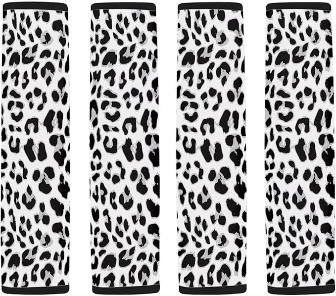 Seat Belt Cover Pad 4 Pack Seatbelt Covers Compatible with Most Car Auto Seat Belt Cover Seatbelt Shoulder Leopard Print Car Accessories Neck Protector Carseat Straps Covers