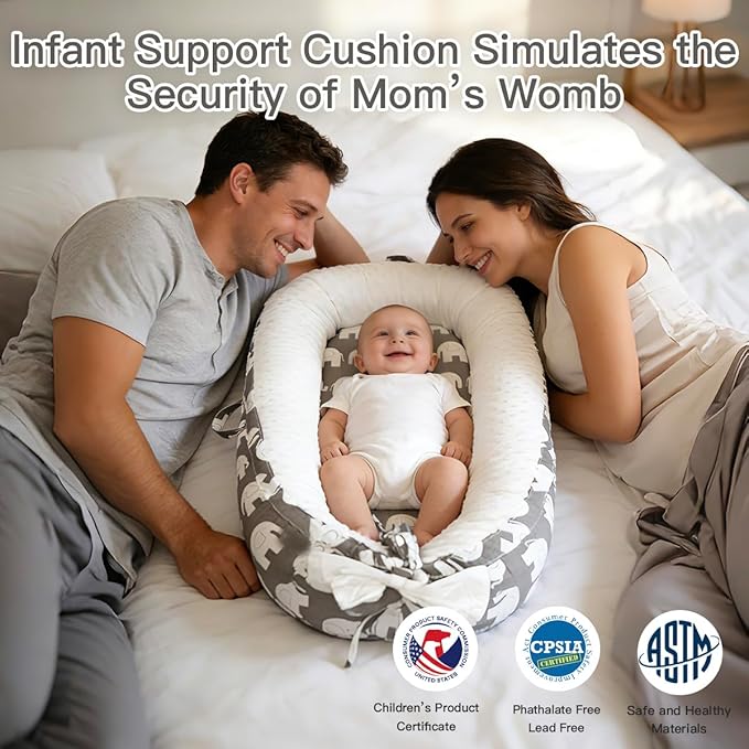 Baby Support Cushion | Organic Cotton Infant Support Cushion| Reversible, Adjustable & Portable Floor Cushion | Soft, Breathable, Washable Cover
