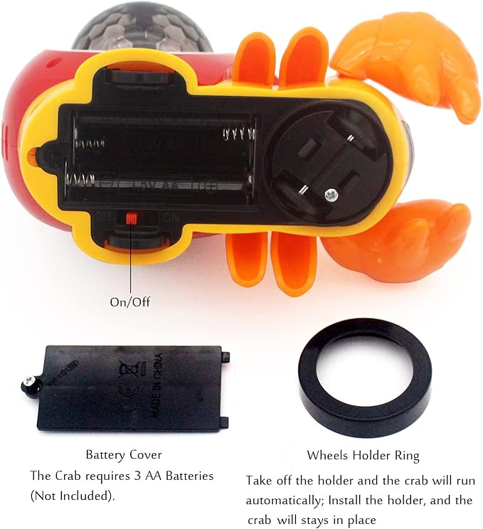 Tipmant Baby Toddler Electric Crab Cute Electronic Animal Vehicle Car Toy Crawl, Play Music, Luminous Light Kids Birthday (Orange)