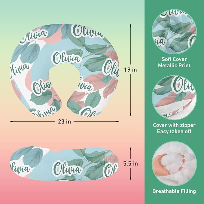 Personalised Car Seat Cover for Babies - Multi-use Carseat Canopy Cover with Name, Car Seat Covers, Christmas Birthday Gifts for Infant Boys and Girls Pink Leaf Print