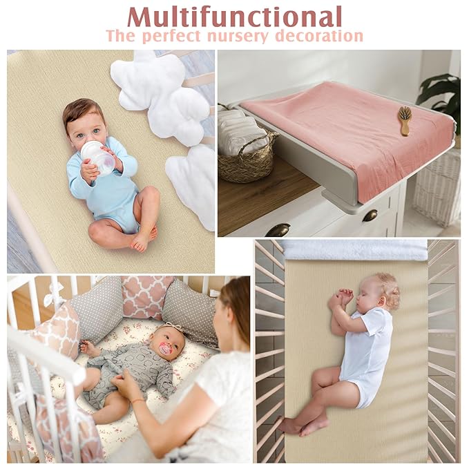 Newwiee Muslin Baby Lounger Cover 3 Pack Organic Cotton Removable Lounger Cover Soft and Breathable Nest Replacement Baby Slipcover for Newborn Infant Boys Girls(Pink, White, Beige,Floral)